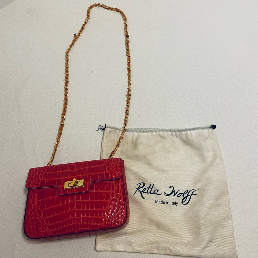 Retta Wolff Red Croc-Embossed Bag